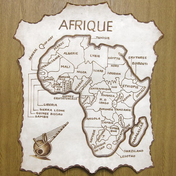 革製アフリカ地図・ブルキナファソ<アフリカのレザークラフト