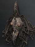 グルンシの二本の嘴を持つ鳥のマスク・ブルキナファソ＜アフリカの仮面(木彫り)