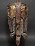 ファンの火の霊の仮面(三つの顔）・ガボン＜アフリカの仮面(木彫り)：アフリカ雑貨アザライ