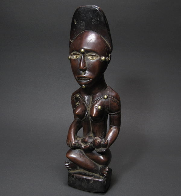 バコンゴの母子坐像・コンゴ民主共和国<アフリカの木彫り像