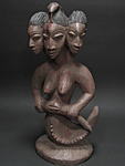 ヨルバのマミワタ像(三ッ頭の人魚)・ナイジェリア<アフリカの木彫り像