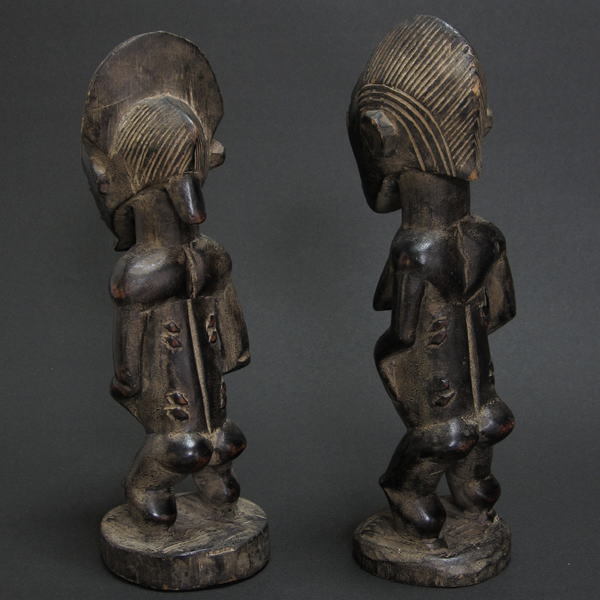 19世紀アフリカコートジボアールバウレ族のペア立像 145アンティーク