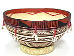 ワムデ（線刻・赤・大）・ブルキナファソ<アフリカのひょうたん楽器