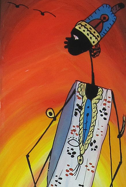ガラス絵（中）・セネガル＜アフリカの絵画