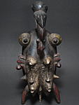 セヌフォのKpelyeマスク(双面・彩色)・コートジボワール＜アフリカの仮面(木彫り)