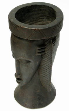 アフリカの民具　飾り臼(二面)　バンバラ