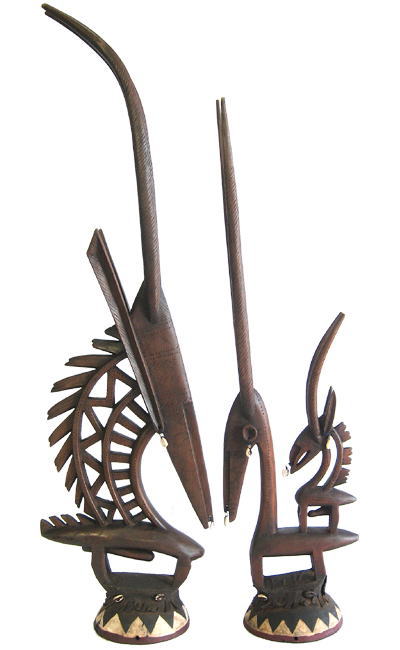 チワラ(大・雌雄ペア)・バンバラ<アフリカの木像