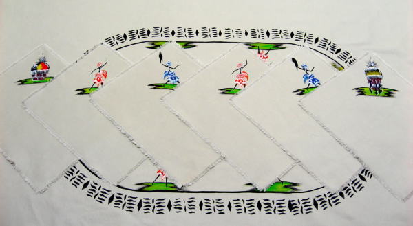 アフリカの布　手描きテーブルクロス　ブルキナファソ