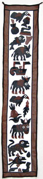 アフリカの布　ベナンアップリケ(ダホメー王国歴代王の紋章)　フォン