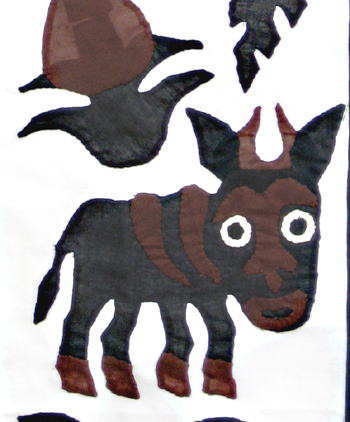 アフリカの布　ベナンアップリケ(ダホメー王国歴代王の紋章)　フォン