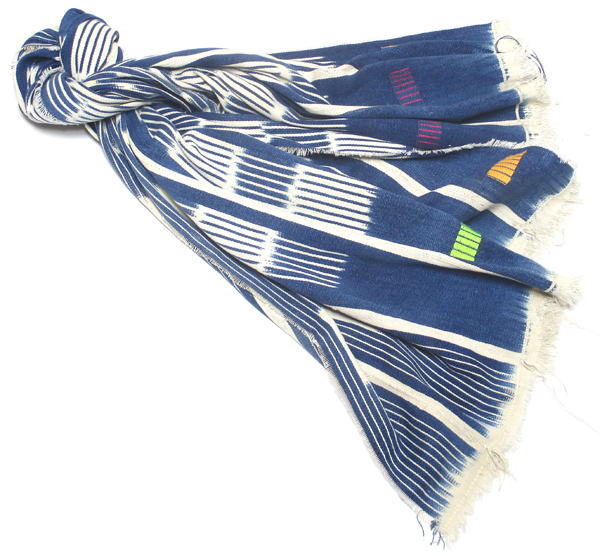 藍染め絣・古布(大)・ブルキナファソ<アフリカの織り布